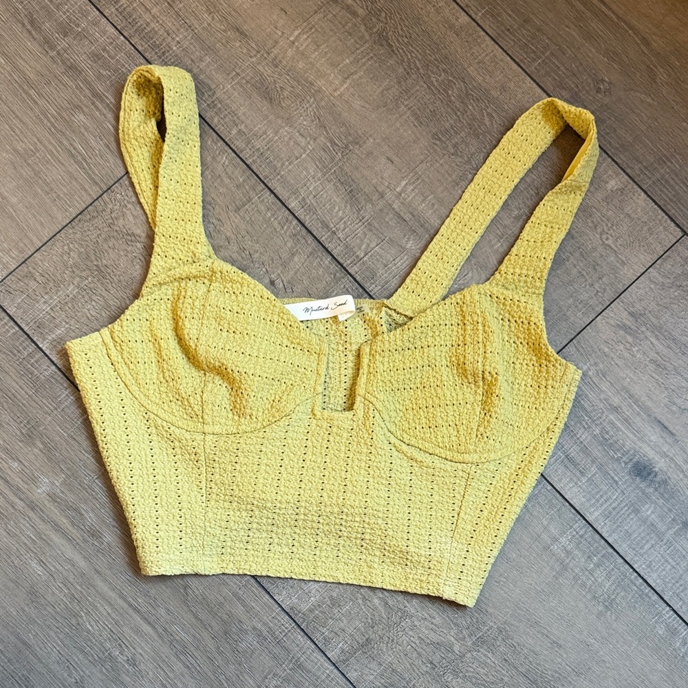 Mustard Seed Textured Yellow Tank Top
